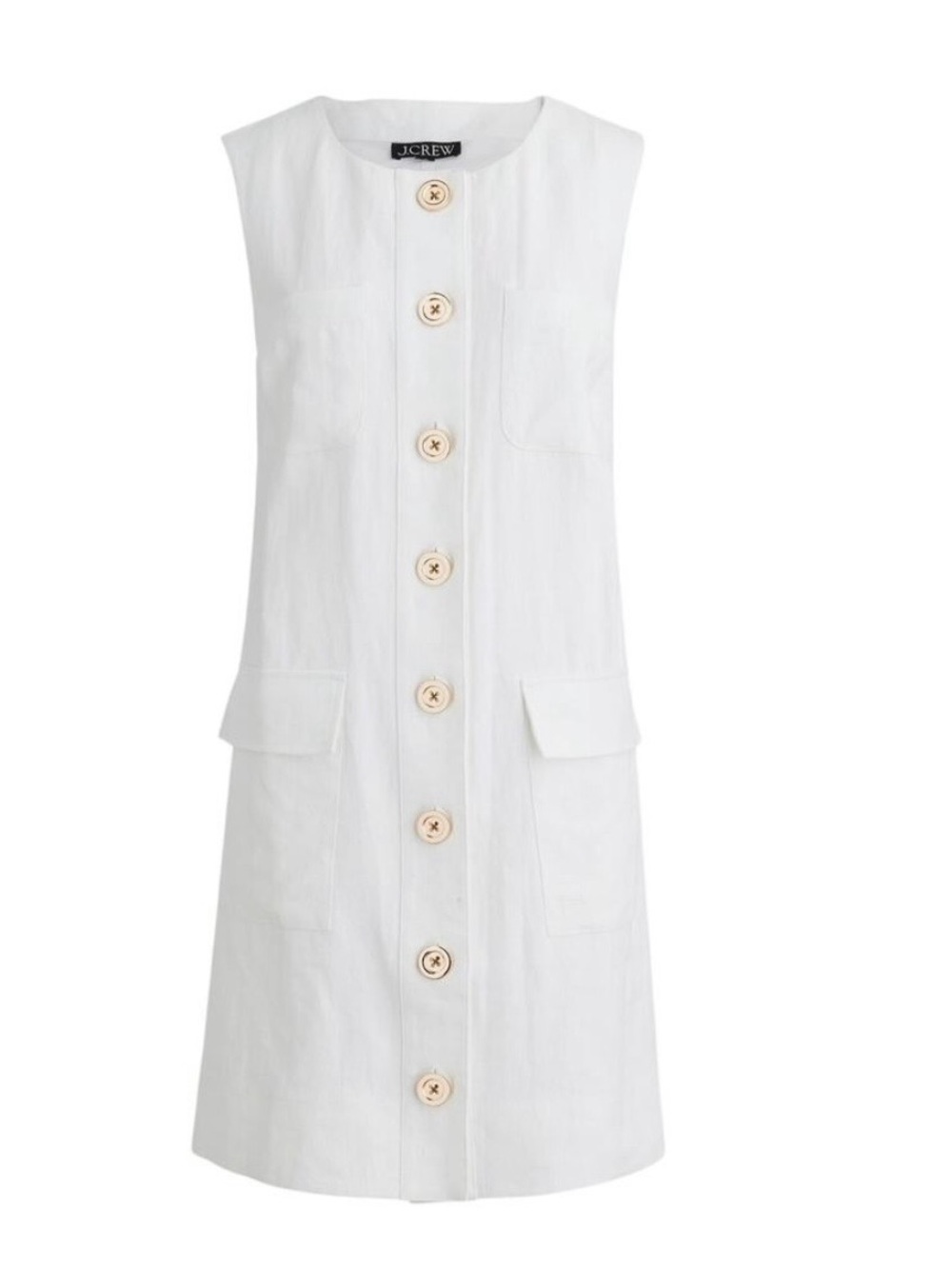 J. Crew Button Front Shift Mini Dress in Linen - Picture 3 of 8